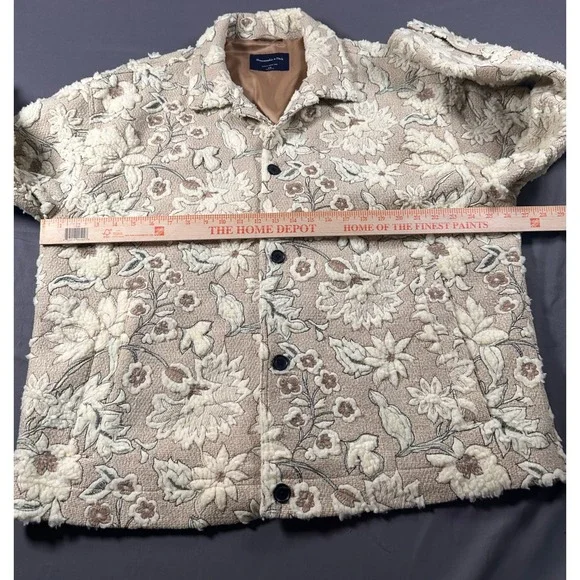 Abercrombie & Fitch Floral Tapestry Workwear Jacket Tan Cream XXL AF-1892